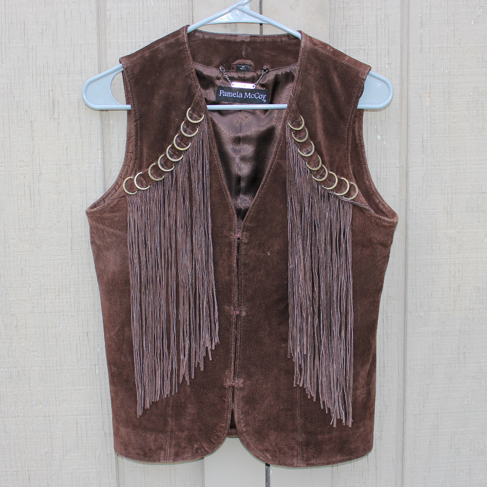 Boho Brown Fringe Leather Vest